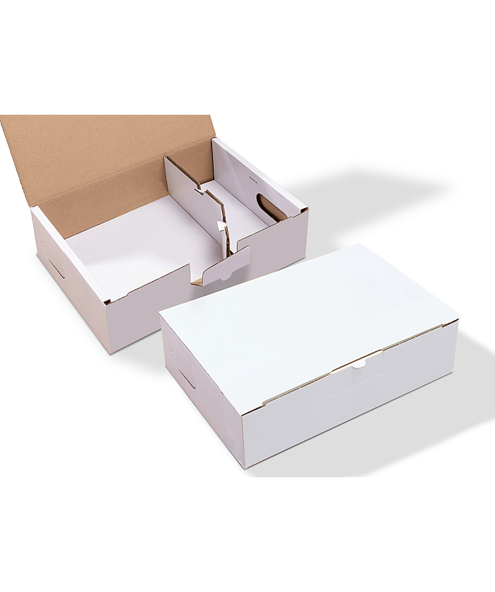 A corrugated box featuring a flap specifically designed for automotive components.